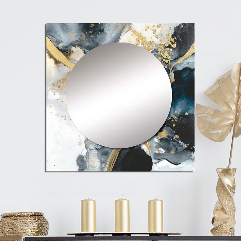 Marbre peinture texturée V - miroir mural carré abstrait en marbre pour chambre à coucher, 36 po x 36 po