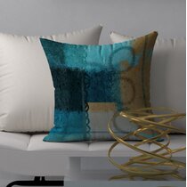 Abstract Pebble Hand-Hooked Wool Decorative Throw Pillow, 16Sq