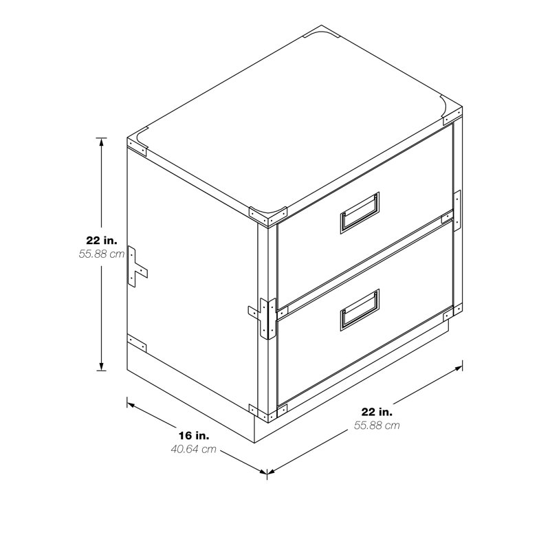 Commode d'appoint 2 tiroirs Harrison, Lapis bleu