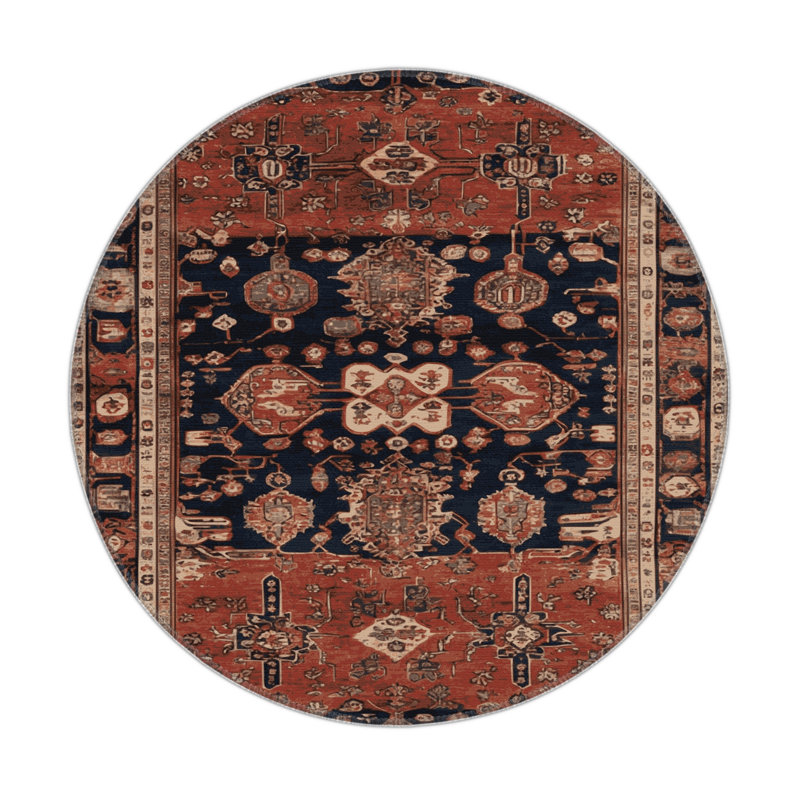Tapis turc intérieur et extérieur brun, Rond 5 pi