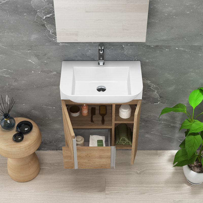 Camilia 21.7'' W Single Vanity, Natural Oak