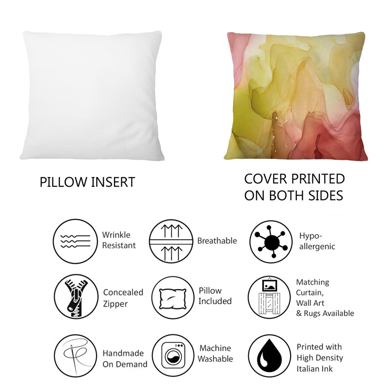 Coussin décoratif rouge et vert avec encre liquide I - imprimé moderne 1