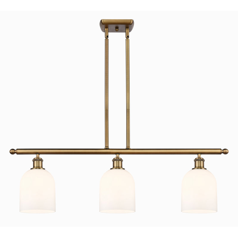 Odaniel 3 - Light Kitchen Island Pendant, Brushed Brass, Gloss White