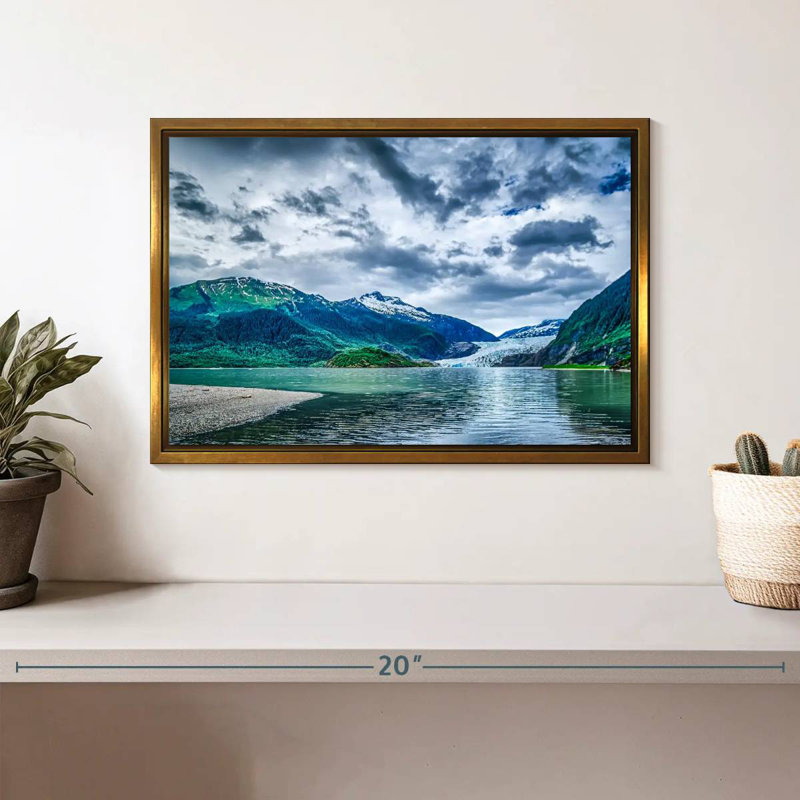 Scène de montagne en Alaska, Cadre flottant doré, 13 po x 9 po