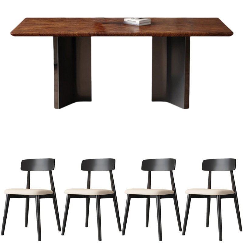 Table de salle à manger en bois massif rectangulaire en noyer noir, H 29,92 po x L 55,12 po x l 31,5 po