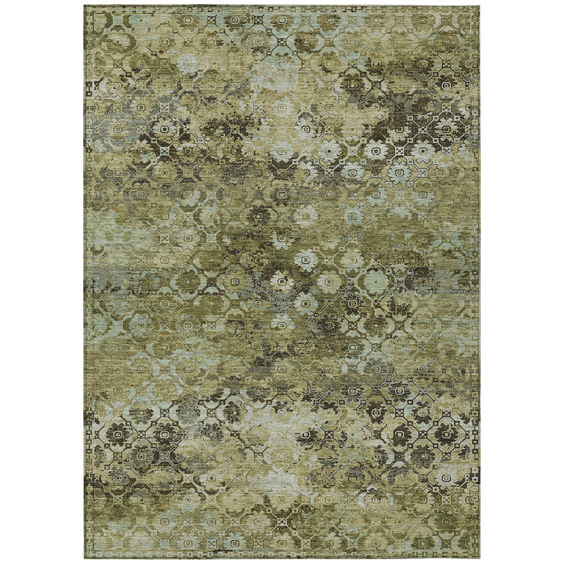 Machine Washable Indoor/Outdoor Chantille ACN2433 Traditional Rug, Olive, 9' x 12'