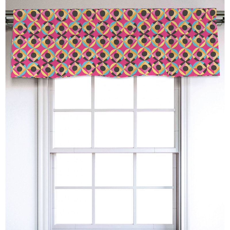 Sateen Geometric Ruffled Window Valance