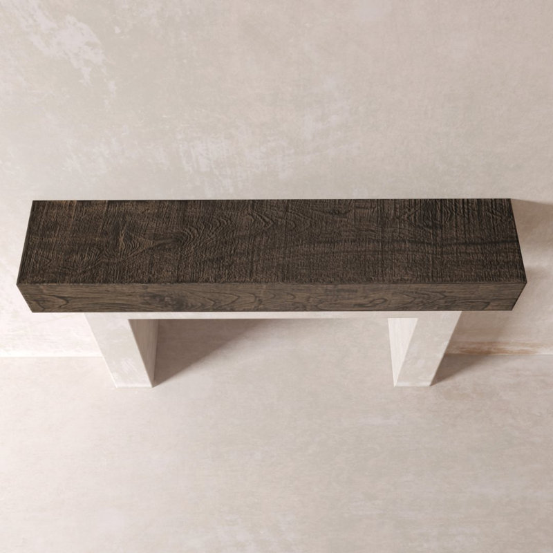 Duluth Teak Floating Shelf with Reclaimed Wood, Café Noire, 10" H x 72" W x 6" D