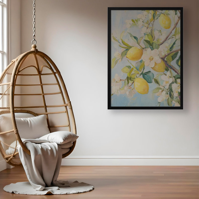 "Lemon Tree", art mural texturé encadré, Noir, noir, noir, noir, H 24 po x l 18 po