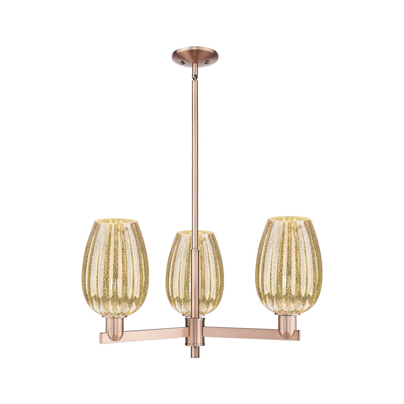 Hailsham - Lustre suspendu 3 lumières, Mercure, Cuivre antique, Trois lumières