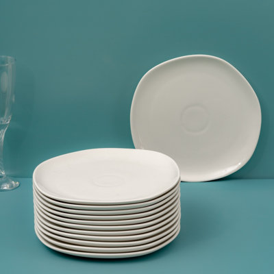 EARTH - IVORY Premium Porcelain Flat Dinner Plate with Uneven Shape