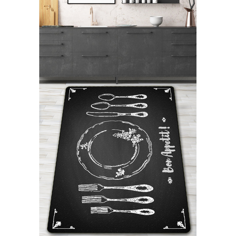Stylish Black & White Area Rug, 2.6 x 4.0 ft | 100% Polyester, 0.4 in Pile Height | Antibacterial, Non-Slip Underside, Machine Washable | Ideal for Living Room, Bedroom, or Office | Easy Maintenance & Modern Design