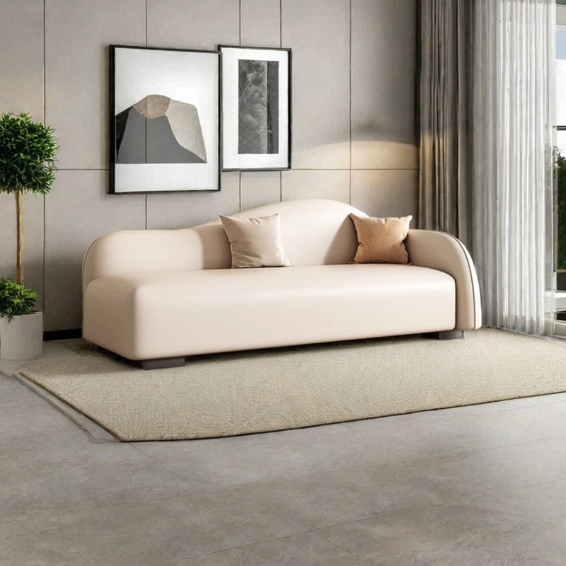 Chaise en bois massif éponge simple de luxe léger, Orienté à droite, Beige