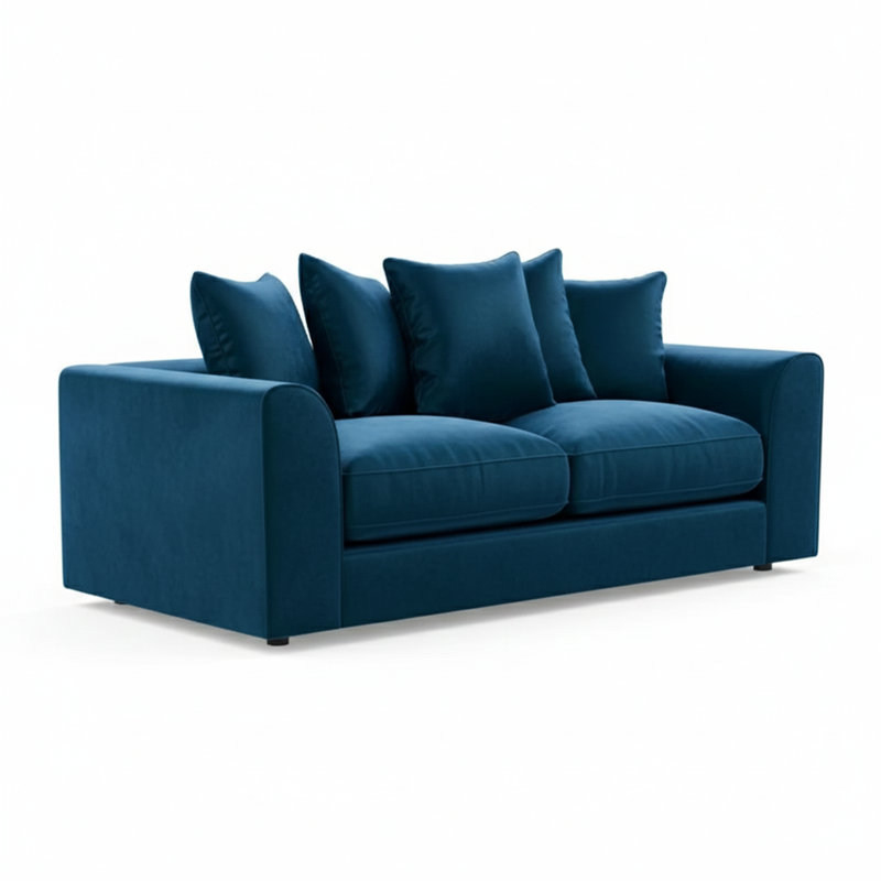 3 Seater Velvet Sofa, Blue