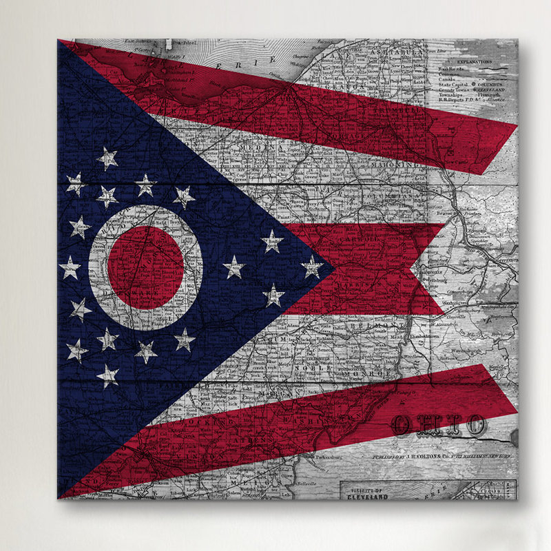 "flags ohio" , impression sur toile, H 37 po x l 37 po x P 0,75 po