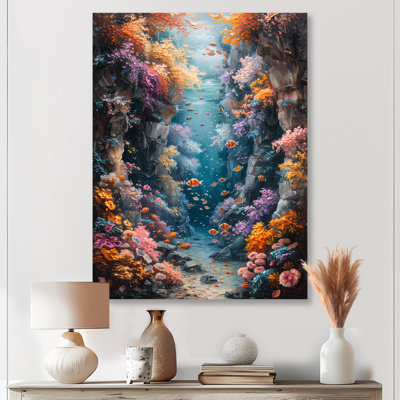 Orange bleu, corail, marine, merveille de rêves - art mural Coralwall