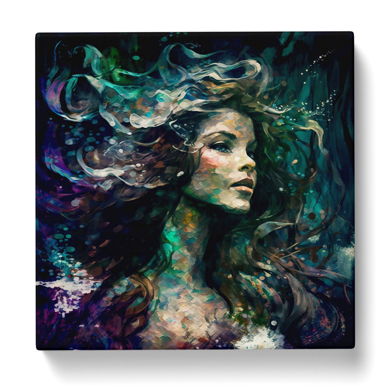 Mermaid Abstract Expressionism - No Frame Print, 35cm H x 35cm W x 3cm D