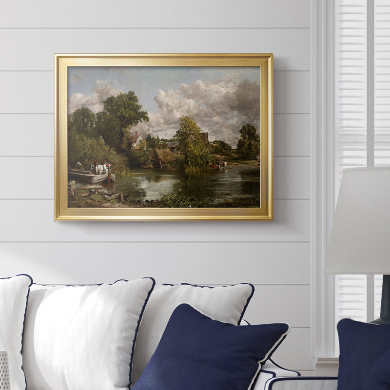 Le cheval blanc - John Constable - Toile tendue avec châssis 1819, 18,5 x 24,5, Toile avec cadre, Doré