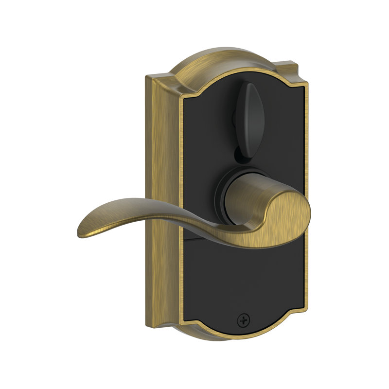Schlage Touch Keyless Touchscreen Lever with Camelot Trim and Accent Lever, Antique Brass