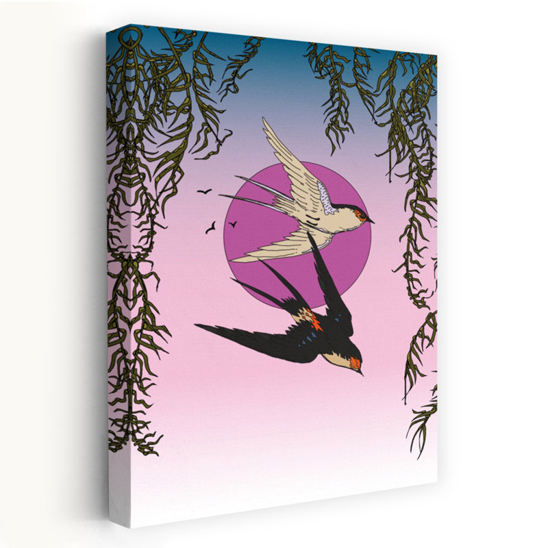Contemporary Art Contemporary Modern Peaceful Bird Nature Sunset Wall Art - Wrapped Canvas Print, 152.4 cm H x 101.6 cm W