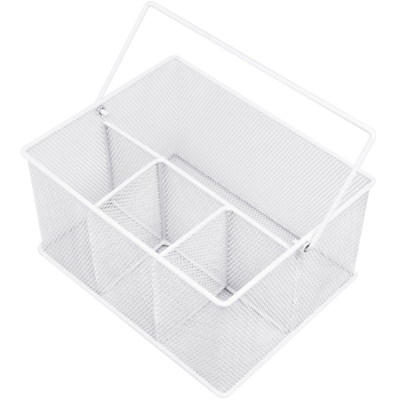 Sorbus Mesh Multi-Purpose Flatware Caddy with Handle, White