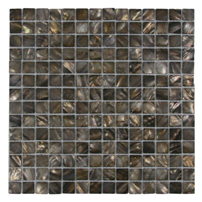 Sting 1" x 1" Coffee Seashell Mosaic Tile Waterproof Mesh Backed - 1 Sq Ft per Box for Kitchen