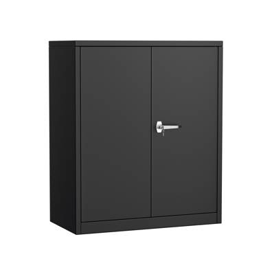 42 inch Metal Garage Storage Cabinet with 2 Drawers and Adjustable Shelves - Black