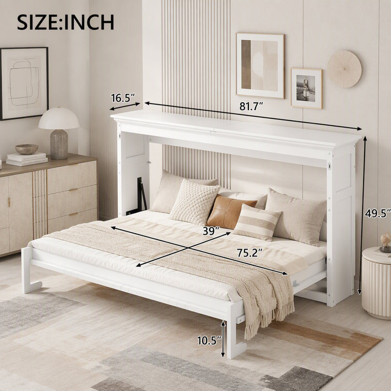 Lit escamotable avec rangement Murphy, Lit simple, Blanc