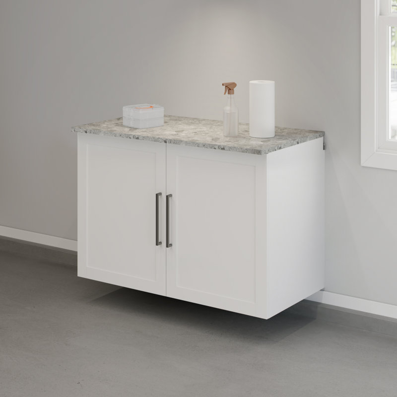 Garage Core Base Cabinet, Top& Doors, Gray/White