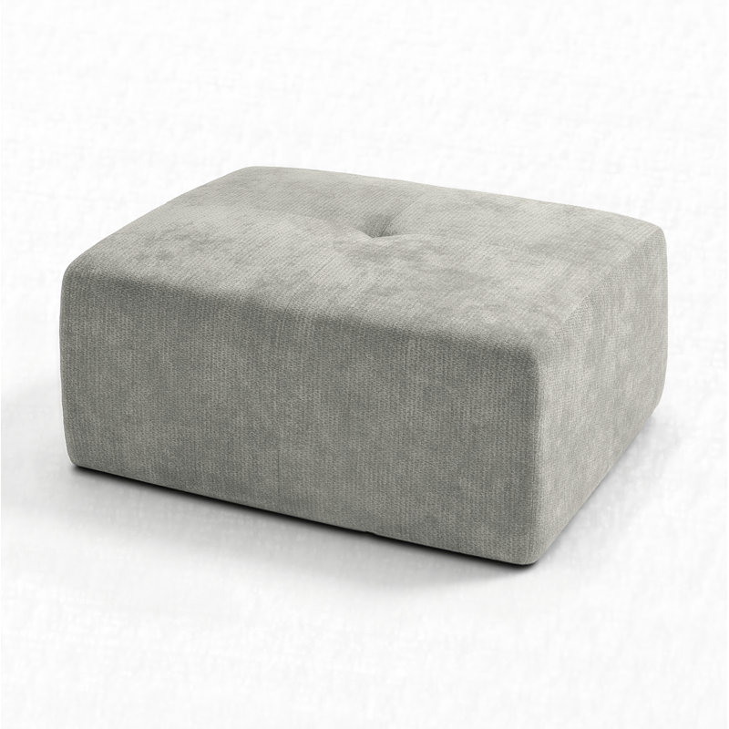 Repose-pieds carré moderne avec assise rembourrée en tissu rembourré, Gris clair