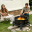 50 Inch Outdoor Fire Pit Surround Table – with 2 Grill Grates, Firewood Storage Shelf & Protective Barrier, Extra Space & Safety for Smokeless Fire Pit (Stove Not Included)