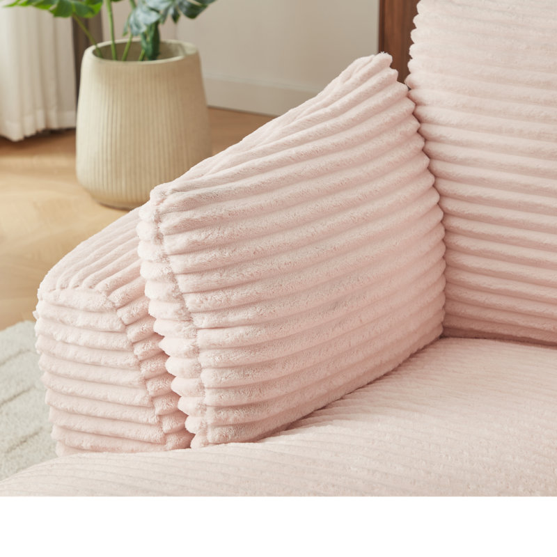 Méridienne moderne en velours côtelé, Pink