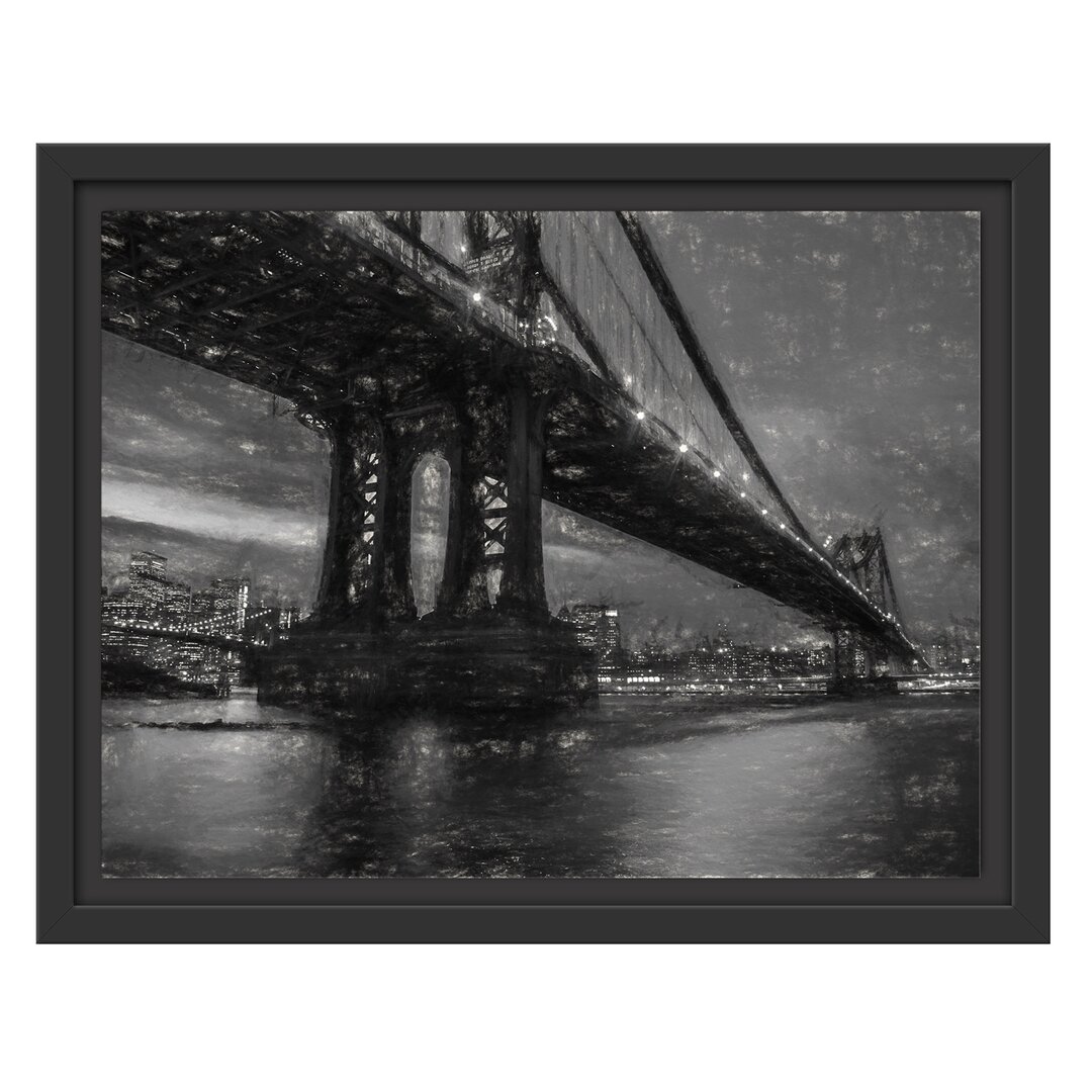 Gerahmtes Wandbild Manhatten Brücke New York Kunst