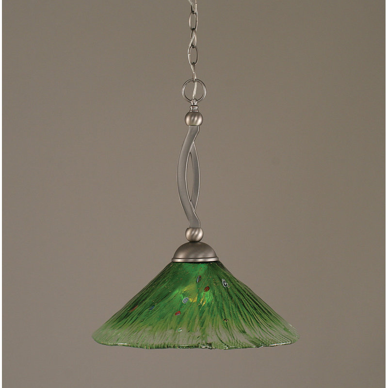 Luminaire suspendu suspendu, Nickel brossé, 19,25", Glace italienne