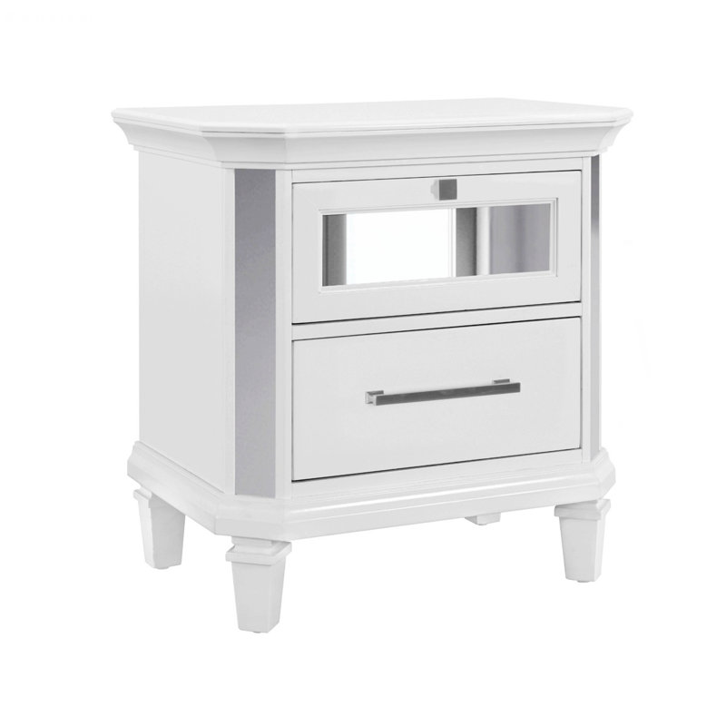 Table de chevet pour chambre à coucher, table de chevet avec design en miroir