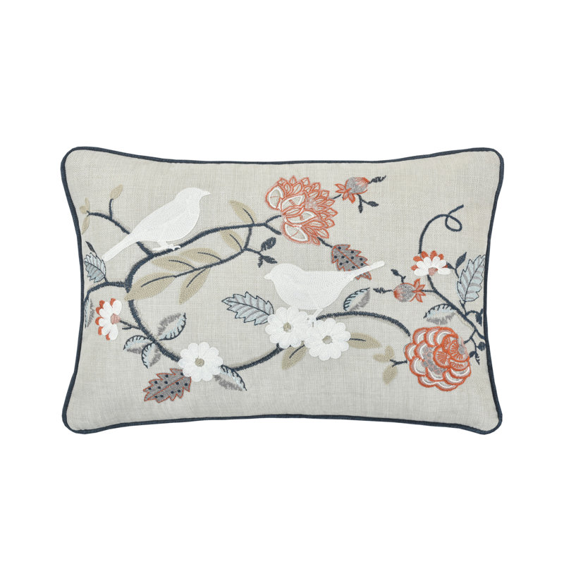 Parkview Boudoir Decorative Throw Pillow, 14"H x 20"W, Beige/White Floral, Rectangle