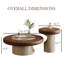 Ensemble de tables basses rondes 2 pièces, tables en bois de style Mid-Century avec finition en travertin, plateau en forme de champignon, base à disque