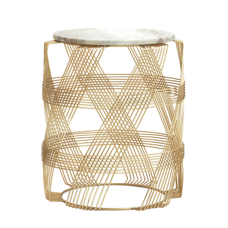 ROUND WIRE TABLE WITH MARBLE TOP