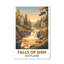 Falls of Shin, Scotland - Romantic Highland Waterfall Travel Poster in Golden Light. Giclee Print on Wrapped Canvas. Wall Art, Home Decor - Natural Landmarks, Scotland 1 Piece Wrapped Canvas Wall Art-724471403