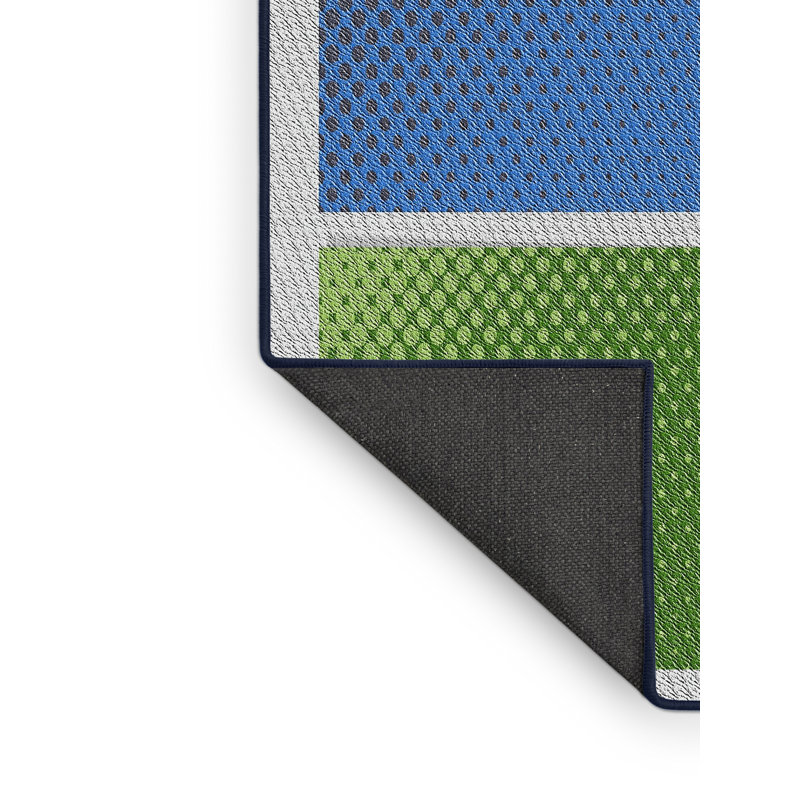 Tapis vert/bleu à motifs, Rectangle 2 pi x 3 pi