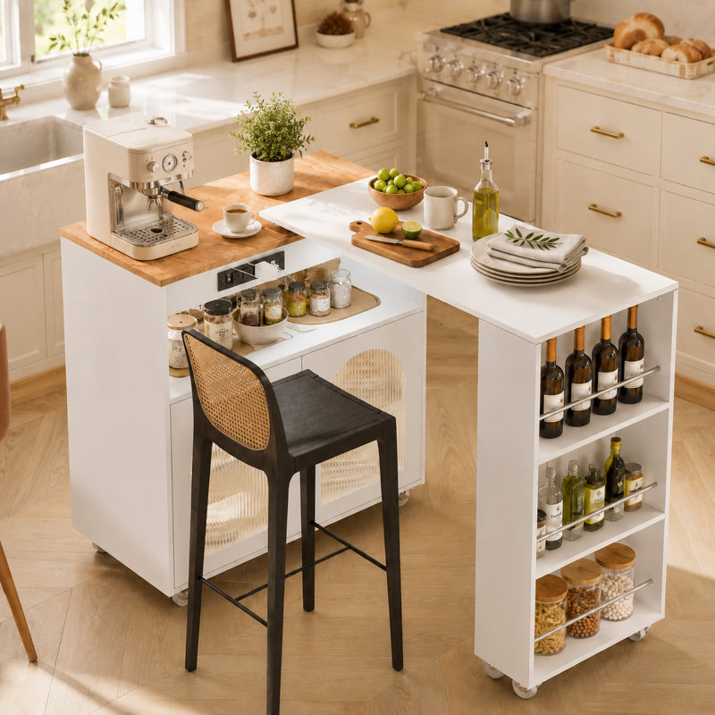 Îlot de cuisine en bois, Blanc