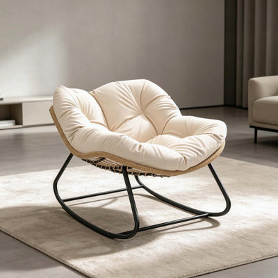 Fauteuil à bascule surdimensionné avec coussin gris foncé