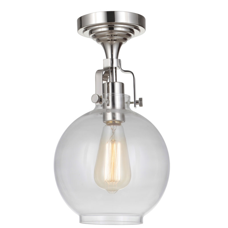 Javen Semi Flush Mount, Clear, Polished Nickel