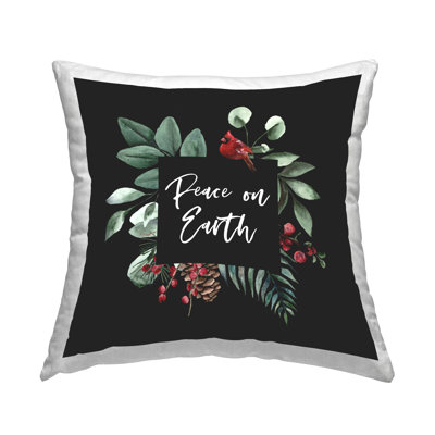 Conception de coussin décoratif imprimé Peace on Earth Cardinal Botanicals par Valerie Weiners