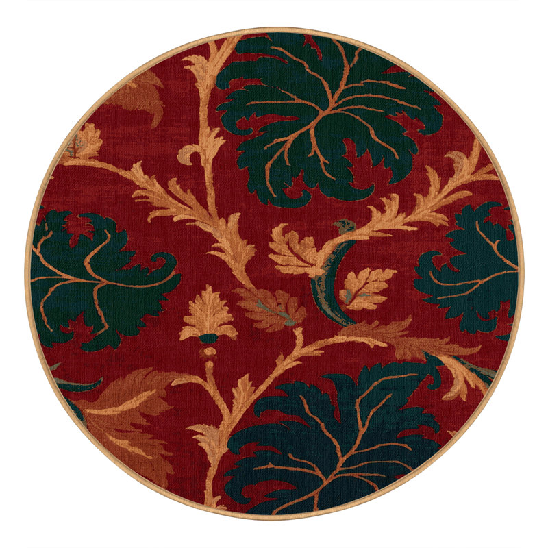 Tapis brun français lavable à la machine, Rond 8 pi