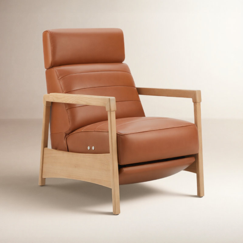 Amada 27.5" Wide Power Standard Recliner, Baja Camel Top Grain Leather