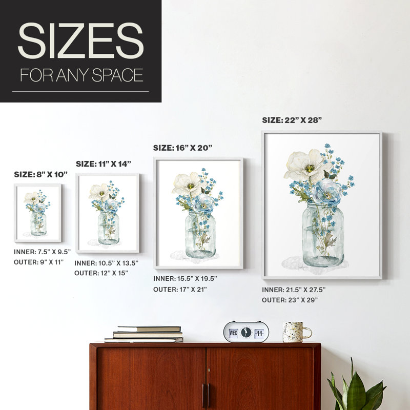 Mason Jar Blues I, reproduction encadrée - bois massif, H 21 po x l 17 po, Blanc