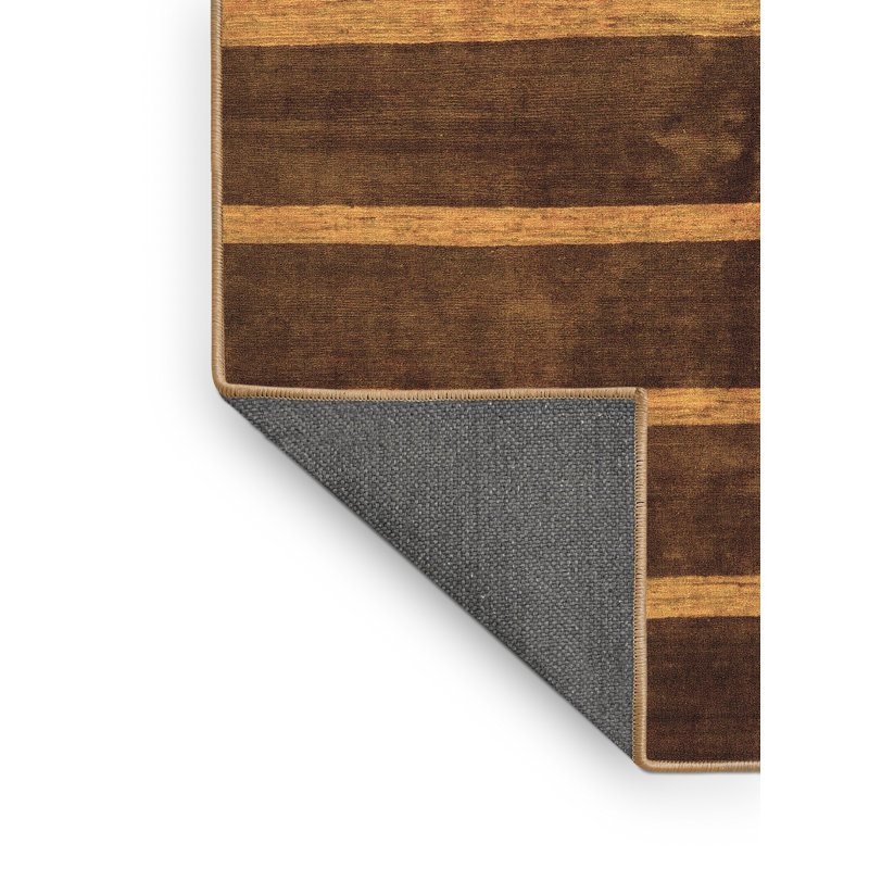 Tapis rayé rectangulaire fabriqué à la machine 8 pi x 10 pi orange / brun