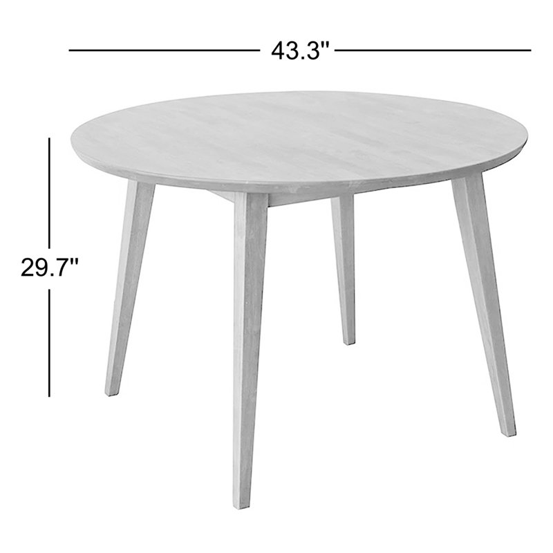 Table de salle à manger en bois massif d'eucalyptus 43,5 po Bannie, Blanc