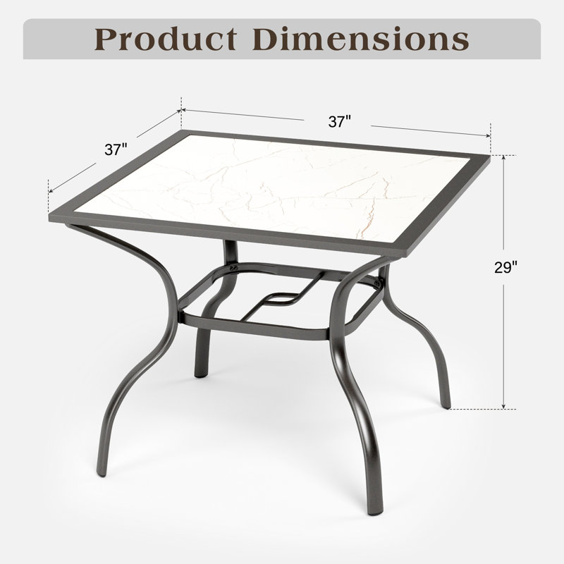 Square Metal Outdoor Dining Table , 94cm cm W 94cm cm D